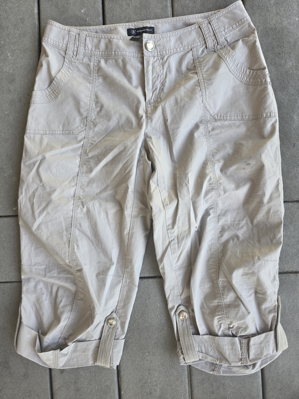 Light Beige Cropped Cargo Pants